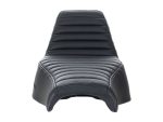 Comfortable black motorcycle seat for street bike riding.