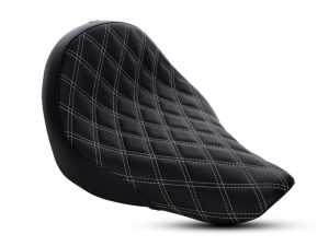 Diamond quilted black motorcycle seat for Revelry Motorcycles.