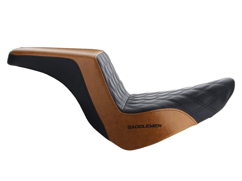 Comfortable leather motorcycle seat with quilting, suitable for cruiser bikes, from Revelry Motorcycles.