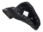 High-quality motorcycle seat with leather and suede for Revelry Motorcycles enthusiasts.