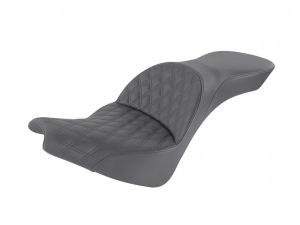 Comfortable black leather motorcycle seat for Revelry Motorcycles enthusiasts.
