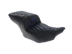 Luxury motorcycle passenger seat with diamond stitching for Revelry Motorcycles in Australia.