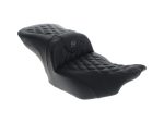 High-quality black leather motorcycle seat for Revelry Motorcycles, custom cruiser motorcycle seat.