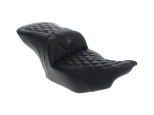 High-quality black leather motorcycle seat for Revelry Motorcycles, custom cruiser motorcycle seat.