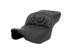 Premium black motorcycle passenger seat with comfort padding for Revelry Motorcycles, Australian cruiser bike accessories.