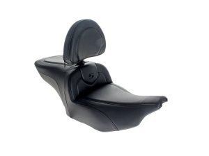 Comfortable motorcycle passenger seat with backrest for Harley Davidson.