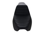 Comfortable black motorcycle seat with ribbed design for Revelry Motorcycles enthusiasts.