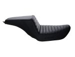 Motorcycle seat for Revelry motorcycles, black leather racing style design Australian made.