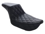 Comfortable black motorcycle seat with diamond stitching for Rebelry Motorcycles Australia.