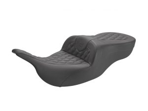 Comfortable black motorcycle seat with quilted design for Revelry Motorcycles Australia.