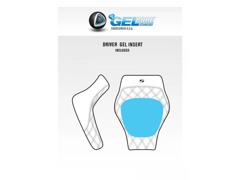 Gel motorcycle driver insert for enhanced comfort and support.