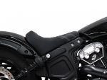 Stylish black motorcycle seat on Revelry Motorcycles custom bike, perfect for Australian bike enthusiasts.