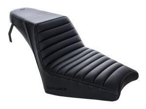 Black motorcycle seat for Revelry Motorcycles, premium comfort and style, Australian-made.