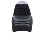 High-quality black motorcycle seat with ribbed design for Revelry Motorcycles enthusiasts.
