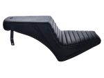 Premium black motorcycle seat for Revelry Cycle custom bikes, comfort, and style.