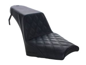 Leather motorcycle seat for Revelry Motorcycles, stylish and comfortable bike accessories.