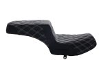 Comfortable black quilted motorcycle seat for Revelry Motorcycles.