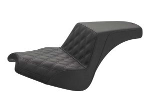 Comfortable black motorcycle seat with quilted design for Revelry Motorcycles.