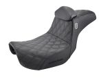 RevelryCycle Motorcycle Comfort Seat with Saddlemen branding, black, padded, for cruiser bikes.
