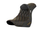 High-quality motorcycle seat with quilted design for comfort and style.