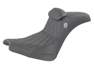 Custom motorcycle seat with premium padding and leather finish for comfort and style. Ideal for motorcycle enthusiasts.