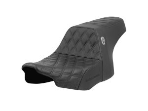High-quality motorcycle seat with quilted design for comfort and style. Perfect for Revelry Cycles riders.