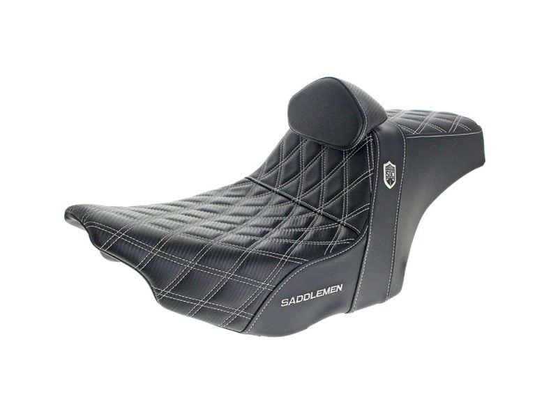 Comfortable black motorcycle saddle for café racers and custom bikes.