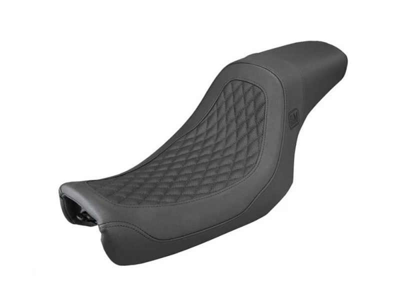 Speed Merchant Pro Series Dual Seat. Fits Dyna 2006-2017 Comfortable motorcycle seat for Revelry Cycles with diamond stitching, durable and stylish.