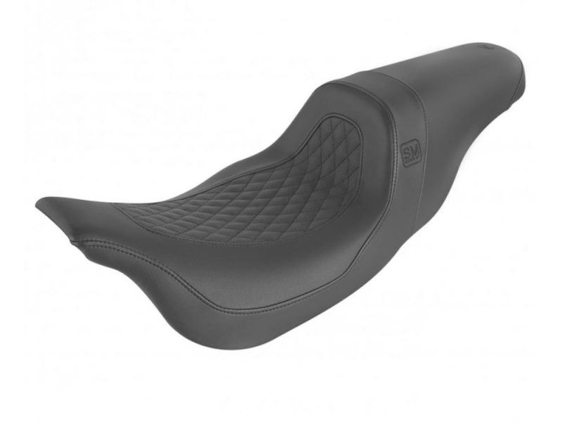 Rider motorcycle seat for comfort and style, ideal for cruiser and touring bikes.