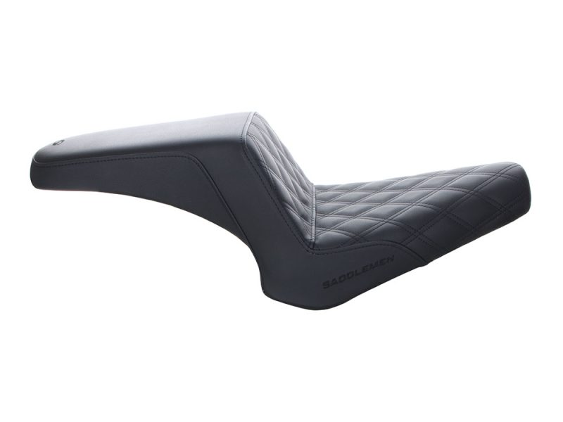 High-quality motorcycle passenger seat with diamond stitching for Harley Davidson bikes.