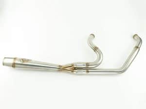 High-performance motorcycle exhaust system for Revelry Motorcycles.