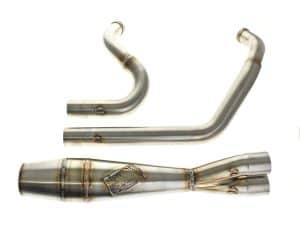 High-performance motorcycle exhaust pipes for Revelry Motorcycles in Australia.