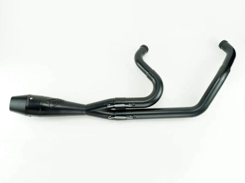 High-performance motorcycle exhaust pipe for Revelry Motorcycles Australia.
