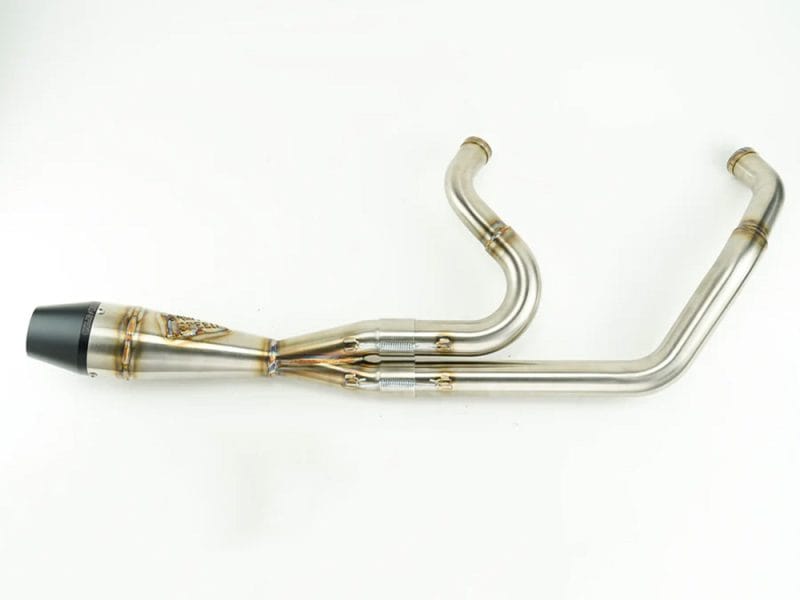 High-performance motorcycle exhaust system for Revelry Motorcycles, Australian made, custom fit.