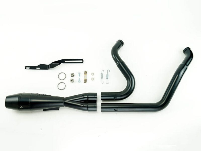 High-quality motorcycle exhaust system for enhanced performance and sound. Customisable fit for Revelry Motorcycles.