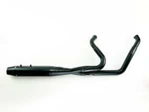 High-performance black motorcycle exhaust pipe for Revelry Motorcycles Australia.