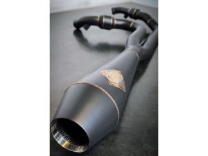 2-into-1 4.5in. Big Bore Exhaust With ProFlo Headers - Black Onyx. Fits Softail 2018up Non-240 Rear Tyre Models.