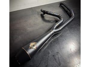 2-into-1 4.5in. Works Edition Big Bore Exhaust - Black Onyx. Fits Softail 2018up Non-240 Rear Tyre Models.