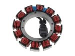 High-performance motorcycle stator coil assembly for Harley Davidson bikes.
