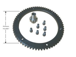 High-quality motorcycle gear sprocket with mounting hardware for premium performance.