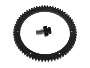 Black motorcycle gear ring with central mounting hub for Revelry Motorcycles.