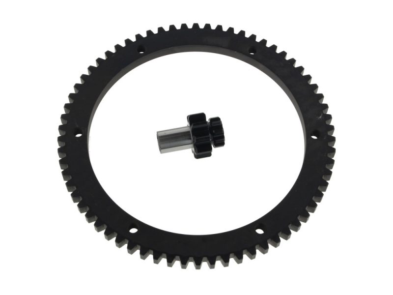 Black motorcycle gear ring with central mounting hub for Revelry Motorcycles.