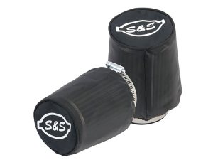 S&S motorcycle air filters with protective covers for Revelry Motorcycles, high-performance bike accessories.