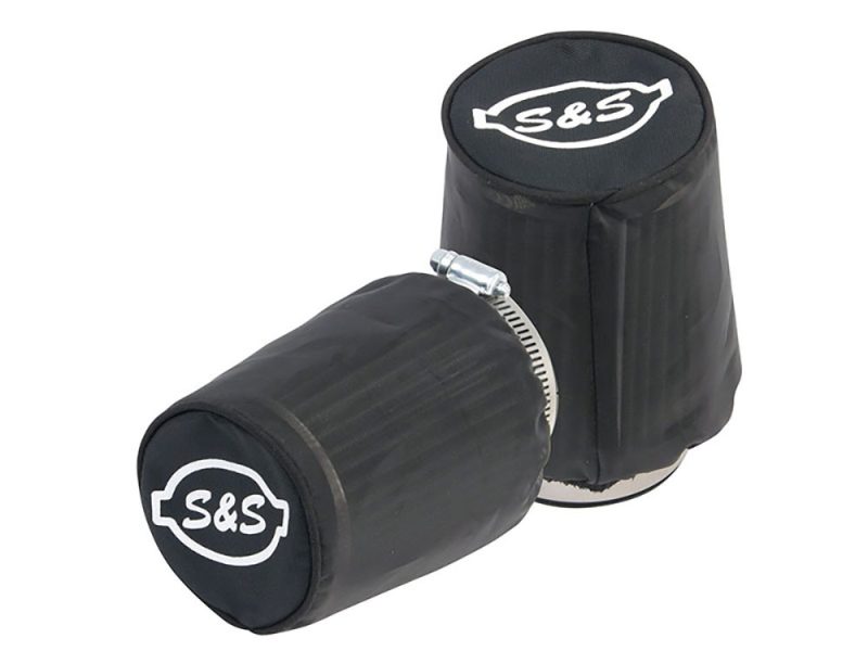 S&S motorcycle air filters with protective covers for Revelry Motorcycles, high-performance bike accessories.