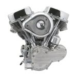 V-twin motorcycle engine, chrome finish, used for custom bikes, high-performance motorcycle parts Australia.