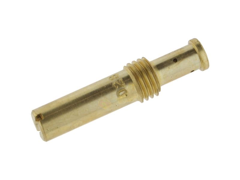 Brass motorcycle choke cable guide part for vintage motorcycle maintenance.