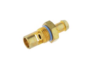 Brass motorcycle brake or clutch slave cylinder component for Revelry Motorcycles.