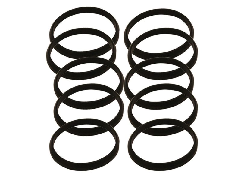 Black motorcycle oil seals, essential for Revelry Motorcycles' performance and durability.