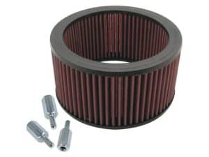 High-performance motorcycle air filter with mounting screws for Revelry Motorcycles.
