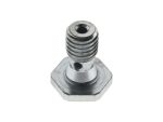Metal motorcycle part with threaded and bolt holes, suitable for custom bike builds.